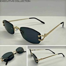 Men&#39;s Classy Elegant Sophisticated Modern SUN GLASSES Small Gold Rimless... - $26.14