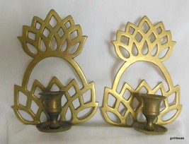 Vintage Pair of Stylized Pineapple Candle Sconces 5.5 x 7&quot; India - $28.71