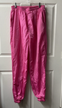 Vintage Casual Isle Parachute Lined Track Pants Womens Size XL Pink Barb... - $29.89