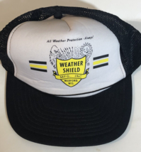 Weather Shield Hat Cap vintage Black Trucker Hat SnapBack Medford Wiscon... - £11.04 GBP