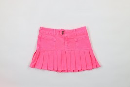 NOS Vintage Y2K Von Dutch Womens XS Spell Out Denim Jean Mini Skirt Pink... - $49.45