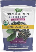Nature&#39;s Way Sambucus Organic Zinc Lozenges, Elderberry and Zinc Lozenges with V - £15.97 GBP