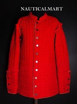 Medieval Thick Padded Gambeson Coat Aketon Jacket Armor Red Cotton Fabrics - £466.64 GBP