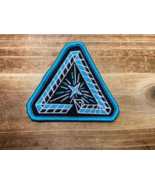 EMBROIDERED RUBIK&#39;S SNAKE PUZZLE PATCH APPROX. 3&quot; BLUE BLACK TRIANGLE - £4.28 GBP