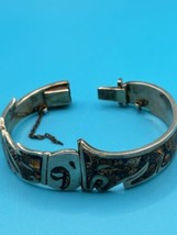 TC-55 TONO México Sterling Silver Hinged Bracelet Taxco Inlaid ? 6 3/4 &amp; 46.67 G - $455.39