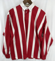 VTG American Edition Mens Shirt Long Sleeve Sz XL Red White Vertical Striped 90s - $20.89