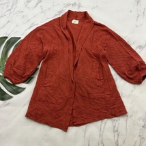T La Anthropologie Lace Up Back Cardigan Sweater Size S Orange Open Front Cocoon - £23.73 GBP