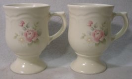 Pfaltzgraff Tea Rose Pattern Pedestaled Mugs, St of 2 - £37.79 GBP