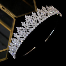 Cubic Zirconia Dripping Headwear Bridal Crystal Crown Wedding Hair Acces... - £80.19 GBP