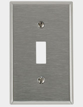 LEVITON Stainless Steel SILVER 1 Gang TOGGLE WALL Switch PLATE 4-7/8&quot; 84... - £13.34 GBP