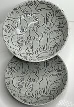 2 Signature Cat Pet Bowl Plate Food Dish Plate Adorable Gray 6” New - $31.63