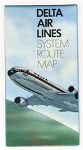 A Delta Airlines System Route Map with Airplane &amp; Aviation Information 1976 - £10.93 GBP