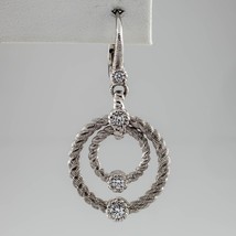Judith Ripka Sterling Silver Double-Circle Drop EARRING w/ CZ SINGLE EAR... - €142,18 EUR