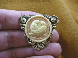 (cs7-30) DOVES bird ivory pink peach CAMEO Pin Jewelry brooch PENDANT necklace - £23.22 GBP