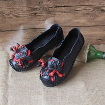 CEYANEAO Large size 35-41New Flowers Handmade Genuine Leather Shoes Women Retro  - £38.55 GBP