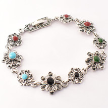 Multi Cut-Stone Faceted Handmade Fashion Marcasite Bracelet Jewelry 7-8&quot; SA 1299 - £3.18 GBP