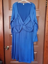 Rosegal A-Line Dress Womens Plus Size 5XL Blue Knit V Neck Long Sleeve - £15.48 GBP