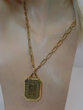 Antiquities Couture NWT Goldtone Maria Antoinette Square Locket Adj to 30&quot; - £42.84 GBP
