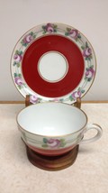 Antique Thomas Bavaria China Porcelain Demitasse Teacup &amp; Saucer Flowers - £7.83 GBP