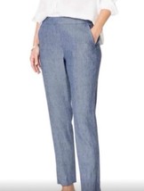 J Jill Love Linen Pants Womens L Tall Stretch Waist Pockets Chambray Blue - £12.89 GBP