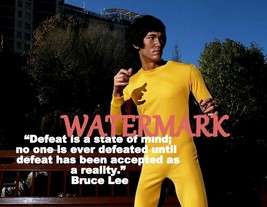 Bruce Lee &quot;Defeat Is A State Of Mind; No One..&quot; Quote Fan Art Gift Photo Print - £3.88 GBP+