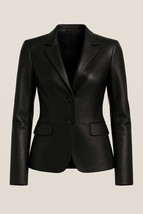 Women&#39;s Black Leather Blazer: Slim Fit Tailored Jacket - $169.95