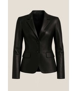 Women's Black Leather Blazer: Slim Fit Tailored Jacket - $169.95