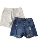 Womens Denim Jean Shorts Gap Distressed Shortie 0 - Shein White High Wai... - $338.51 MXN