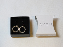 Ladies Women&#39;s Avon Pave Open Circle Earrings Goldtone F3764581 NIP NEW ;; - £12.33 GBP