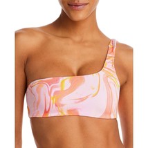 Aqua Women&#39;s Swirl Print One Shoulder Bikini Top Pink L B4HP - $29.95