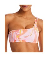 Aqua Women&#39;s Swirl Print One Shoulder Bikini Top Pink L B4HP - $29.95