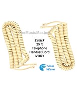 2X Ivory Almond 25ft Telephone Handset Receiver 4P4C Cable Curly Cord Wi... - £11.87 GBP