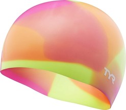 Lot of 2 TYR Silicone Youth Fit Swim Cap Colorful Blue Pink Tie Dye Grap... - $343.90 MXN