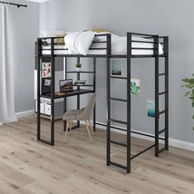 Twin Size Metal Loft Bed, Dhp Abode, Black. - £320.69 GBP