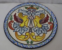 Spain  Pottery Hand Painted Bird? Platter Plate Wall Hanging decor 14&quot; Signed - £39.96 GBP