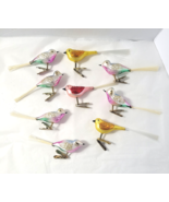 9 Clip on Glass Birds w/ Spun Tails Ornaments 3 Designs OWC + Unbranded - $1,237.89 MXN