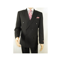 Men Pacelli Double Breasted Suit Classic Peak Lapel Pleated pants GILBERT Black image 3