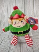 Elf Christmas Plush Stripes Fat Bodied Soft Chubby Boy Santa&#39;s Helper Holiday - £12.02 GBP