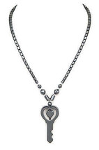 Heart In A Key Pendant Hematite Necklace - $20.00