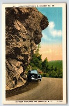 Rocky Cliff Automobile Highway 64 Franklin North Carolina Linen Postcard Unused - $17.34