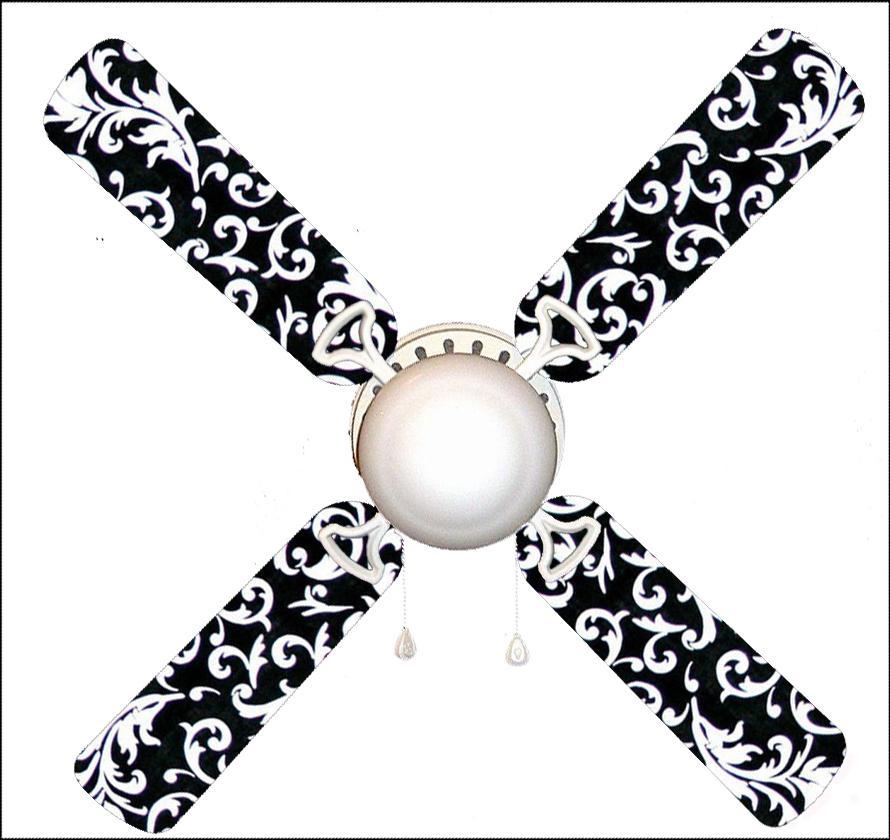Black and White Damask 42" Ceiling Fan and Lamp - $77.99