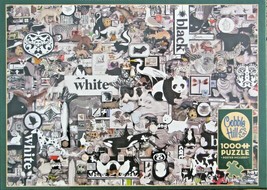Cobble Hill Black and White Animals 1000 pc Jigsaw Puzzle Shelley Davies Collage - £14.23 GBP