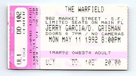 Jerry Garcia Band Biglietto Del Concerto 11 Maggio 1992 San Francisco California - $49.49