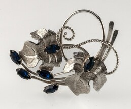Vintage Bond Boyd Argent Sterling Cristal Bleu Floral Broche - $109.42