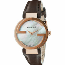 Gucci Interlocking Ladies Brown Leather Strap Watch YA133516 - £503.46 GBP