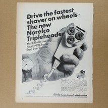 1966 Norelco Tripleheader Shaver Kodak Carousel Projector Print Ad 10.5" x 13.5" - $7.20