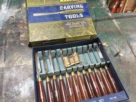 VINTAGE MARPLES No. 60 WOOD CARVING TOOL SET OF 12 IN ORIGINAL BOX - $2,948.68 MXN