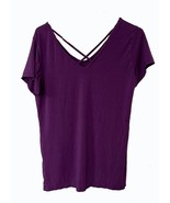 Woman&#39;s Stretchy Top, CrissCross V Neckline, XXL, Poly Spandex, Plum - $344.78 MXN