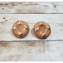 Vintage Clip On Earrings - Large Statement Peach and Gold Tone - £11.49 GBP