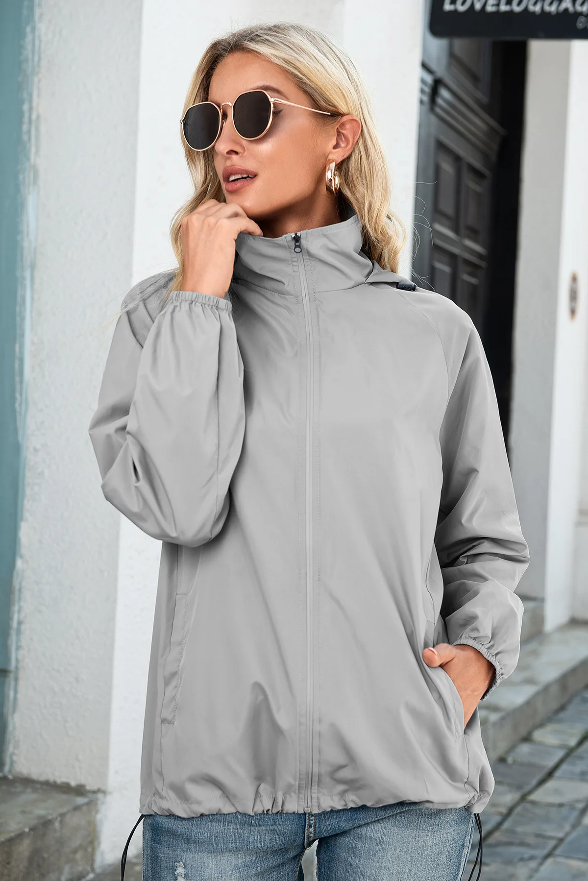 2021 Lightweight hooded rainwear zipper raincoat outdoor  mountaineering... - £151.86 GBP